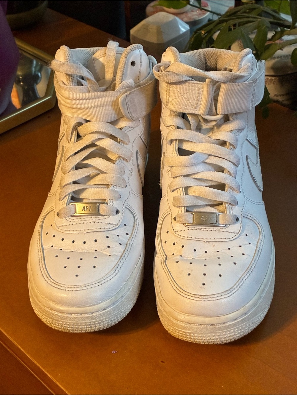 Nike White High-Top Sneakers with Ankle Strap